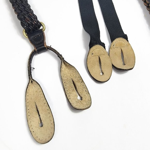 Martin Dingman Braided Leather Button Suspenders Black Very Nice Condition - Picture 11 of 14
